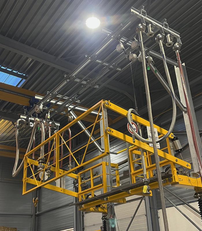 Pacquet, porte de chargement et rail porte flexibles