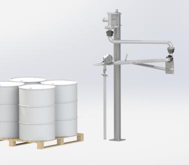 Variable-reach drum loading arm, Pacquet