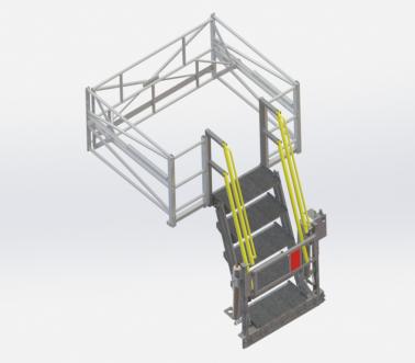 Folding stairs with a close-fitting safety cage, Pacquet