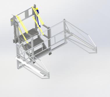 Folding stairs with retractable safety cage, Pacquet