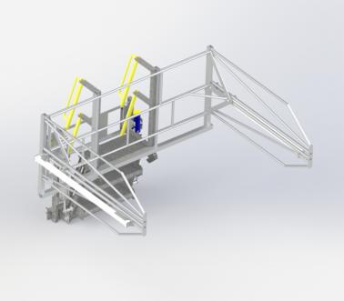 Folding stairs with retractable safety cage, Pacquet