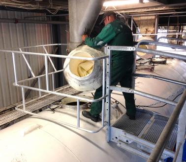 Bulk loading from road tanker top, food industry, Pacquet 