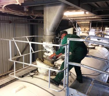 Bulk loading from road tanker top, food industry, Pacquet 