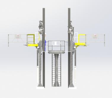 Monte et Baisse laadbordes met platform en klaptrap, topbelading tanks, Pacquet