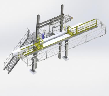 Monte et Baisse laadbordes met platform en klaptrap, topbelading tanks, Pacquet