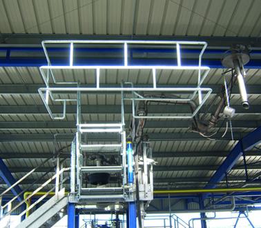 Complete loading system, single version, folding stairs, safety cage offset to the right, Pacquet