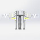 Monte et Baisse toegangsbordes met platform en trap, topbelading tanks, Pacquet