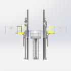 Monte et Baisse laadbordes met platform en klaptrap, topbelading tanks, Pacquet