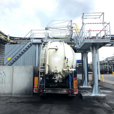 Toegangsbordes met klaptrap voor topbelading van tanks met platform en trap, Pacquet